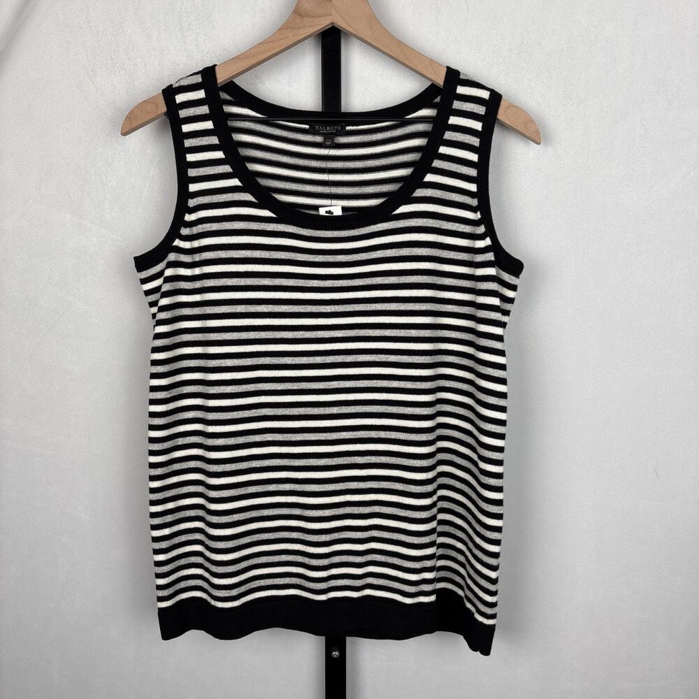 NEW Talbots Cashmere Cotton Blend Knit Shell Tank Top Women's XP Striped Soft